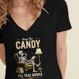 Keep The Candy I'Ll Take Books Halloween Women's Jersey Short Sleeve Deep V-Neck Tshirt