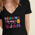 Kids Reading Book Lover Reading Is My Jam Women's Jersey Short Sleeve Deep V-Neck Tshirt Kids Reading Book Lover Reading Is My Jam Women's Jersey Short Sleeve Deep V-Neck Tshirt