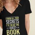 I Know All Your Secrets i Have Read Guest Book Hotel Manager Women's Jersey Short Sleeve Deep V-Neck Tshirt