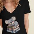 Koala Reading Book Pajama Sleep Women's Jersey Short Sleeve Deep V-Neck Tshirt