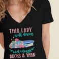 THIS LADY Will Never Own Enough BOOKS & YARN Women's Jersey Short Sleeve Deep V-Neck Tshirt THIS LADY Will Never Own Enough BOOKS & YARN Women's Jersey Short Sleeve Deep V-Neck Tshirt