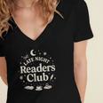 Late Night Readers Club Moon & Stars Book Lover Women's Jersey Short Sleeve Deep V-Neck Tshirt