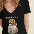 LDS Book Of Mormon Meme Helaman 6 Women's Jersey Short Sleeve Deep V-Neck Tshirt LDS Book Of Mormon Meme Helaman 6 Women's Jersey Short Sleeve Deep V-Neck Tshirt