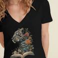 Leopard Book Flower Women's Jersey Short Sleeve Deep V-Neck Tshirt Leopard Book Flower Women's Jersey Short Sleeve Deep V-Neck Tshirt