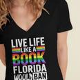 LGBTQ Quote Live Life Like A Banned Rainbow Book Women's Jersey Short Sleeve Deep V-Neck Tshirt