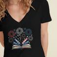 Librarian 4th July Book Lover Bookworm Patriotic Books Women's Jersey Short Sleeve Deep V-Neck Tshirt