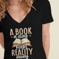 Librarian A Book A Day For Book Lover Reading Library Women's Jersey Short Sleeve Deep V-Neck Tshirt