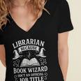 Librarian Because Book Wizard Library Humor Women's Jersey Short Sleeve Deep V-Neck Tshirt