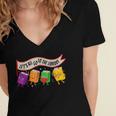 Librarian Let's All Go To The Library Cute Groovy Book Lover Women's Jersey Short Sleeve Deep V-Neck Tshirt