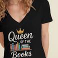Librarian Queen Of The Books Book Reading Library Women's Jersey Short Sleeve Deep V-Neck Tshirt Librarian Queen Of The Books Book Reading Library Women's Jersey Short Sleeve Deep V-Neck Tshirt
