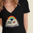 Libraries Are For Everyone Book LGBTQ Ally Gay Pride Month Women's Jersey Short Sleeve Deep V-Neck Tshirt Libraries Are For Everyone Book LGBTQ Ally Gay Pride Month Women's Jersey Short Sleeve Deep V-Neck Tshirt