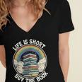 Life Is Short Buy The Book Reading Book Women's Jersey Short Sleeve Deep V-Neck Tshirt