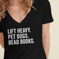 Lift Heavy Pet Dogs Read Books Gym Workout Weight Lifter Women's Jersey Short Sleeve Deep V-Neck Tshirt Lift Heavy Pet Dogs Read Books Gym Workout Weight Lifter Women's Jersey Short Sleeve Deep V-Neck Tshirt