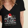 Most Likely To Read A Book On Christmas Family Matching Women's Jersey Short Sleeve Deep V-Neck Tshirt