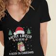 Most Likely To Read A Book On Christmas Love Reading Books Women's Jersey Short Sleeve Deep V-Neck Tshirt Most Likely To Read A Book On Christmas Love Reading Books Women's Jersey Short Sleeve Deep V-Neck Tshirt