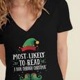 Most Likely To Read A Book Matching Christmas Elf Women's Jersey Short Sleeve Deep V-Neck Tshirt Most Likely To Read A Book Matching Christmas Elf Women's Jersey Short Sleeve Deep V-Neck Tshirt