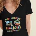 Most Likely To Read Books All Summer Book Lovers Women's Jersey Short Sleeve Deep V-Neck Tshirt