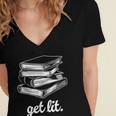 Get Lit Books Women's Jersey Short Sleeve Deep V-Neck Tshirt Get Lit Books Women's Jersey Short Sleeve Deep V-Neck Tshirt