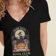 Literary Salem Witch Book Club All Witches Welcome Women's Jersey Short Sleeve Deep V-Neck Tshirt