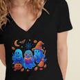 Little Ghost Coffee Tee Spooky Season Ghost Reading Book Women's Jersey Short Sleeve Deep V-Neck Tshirt