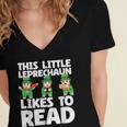 This Little Leprechaun Likes To Read St Patrick's Day Book Women's Jersey Short Sleeve Deep V-Neck Tshirt