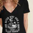 I Look Better Bent Over a Book Proud Smut Reader Skeleton Women's Jersey Short Sleeve Deep V-Neck Tshirt