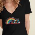 Take A Look A Book Vintage Reading Librarian Rainbow Women's Jersey Short Sleeve Deep V-Neck Tshirt