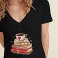 Love Book Coffee Heart Coquette Bow Valentines Day Women's Jersey Short Sleeve Deep V-Neck Tshirt Love Book Coffee Heart Coquette Bow Valentines Day Women's Jersey Short Sleeve Deep V-Neck Tshirt