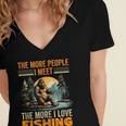 I Love Fishing Bigfoot Fisherman Introvert Sarcastic Women's Jersey Short Sleeve Deep V-Neck Tshirt