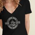 Love God Drink Coffee Read Books Lover Christian Vintage Women's Jersey Short Sleeve Deep V-Neck Tshirt