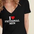 I Love Heart Fictional Men Simple Cute Books Reading Women's Jersey Short Sleeve Deep V-Neck Tshirt