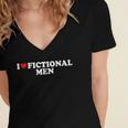 I Love Heart Fictional Men Simple Cute Reading Books Women's Jersey Short Sleeve Deep V-Neck Tshirt