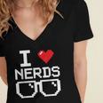I Love Nerds I Heart Nerds For Science Book Knowledge Geeks Women's Jersey Short Sleeve Deep V-Neck Tshirt