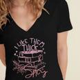 I Like Them Thick And Spicy Booktok Reader Women's Jersey Short Sleeve Deep V-Neck Tshirt