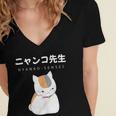 Madara Nyanko Sensei Natsume Yuujinchou Book Of Friends Cat Women's Jersey Short Sleeve Deep V-Neck Tshirt Madara Nyanko Sensei Natsume Yuujinchou Book Of Friends Cat Women's Jersey Short Sleeve Deep V-Neck Tshirt