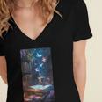 Magic Books Butterflies Fantasy Nature Tea Enchanting Women's Jersey Short Sleeve Deep V-Neck Tshirt