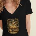 The Magic Of Books Vintage Style Reading Lover Cat & Tea Women's Jersey Short Sleeve Deep V-Neck Tshirt