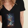 Magical Book Floral Coffee Books Nature Fantasy Women's Jersey Short Sleeve Deep V-Neck Tshirt