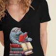 Manatee Reading Books Matching Bookworm Readers Librarian Women's Jersey Short Sleeve Deep V-Neck Tshirt Manatee Reading Books Matching Bookworm Readers Librarian Women's Jersey Short Sleeve Deep V-Neck Tshirt