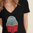 Manatee Reading Books Sea Animal Manatee Women's Jersey Short Sleeve Deep V-Neck Tshirt