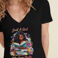 Melanin Book Month Honoring Past Inspiring Pride Women's Jersey Short Sleeve Deep V-Neck Tshirt