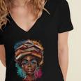 Melanin Girl Afro Book Lover Librarian Teacher Student Women's Jersey Short Sleeve Deep V-Neck Tshirt