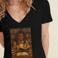 Melanin Girl Locs Book Lover Librarian Teacher Student Women's Jersey Short Sleeve Deep V-Neck Tshirt