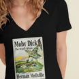 Moby Dick Book Cover Illustration Women's Jersey Short Sleeve Deep V-Neck Tshirt