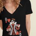 Modern Queen Of Hearts Book Lover Reading Novels Romantasy Women's Jersey Short Sleeve Deep V-Neck Tshirt