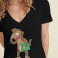 Monkey With a Book Women's Jersey Short Sleeve Deep V-Neck Tshirt