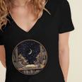 Moon Book Bookshelf Library Coffee Cup Star Stars Pattern Women's Jersey Short Sleeve Deep V-Neck Tshirt Moon Book Bookshelf Library Coffee Cup Star Stars Pattern Women's Jersey Short Sleeve Deep V-Neck Tshirt