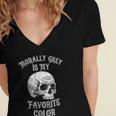Morally Grey Is My Favorite Color Bookish Skull Women's Jersey Short Sleeve Deep V-Neck Tshirt Morally Grey Is My Favorite Color Bookish Skull Women's Jersey Short Sleeve Deep V-Neck Tshirt