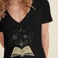 Mystic Astral Lunar Celestial Witch Spell Book Women's Jersey Short Sleeve Deep V-Neck Tshirt