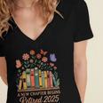 A New Chapter Begins Retired 2025 Books Flowers Women's Jersey Short Sleeve Deep V-Neck Tshirt A New Chapter Begins Retired 2025 Books Flowers Women's Jersey Short Sleeve Deep V-Neck Tshirt